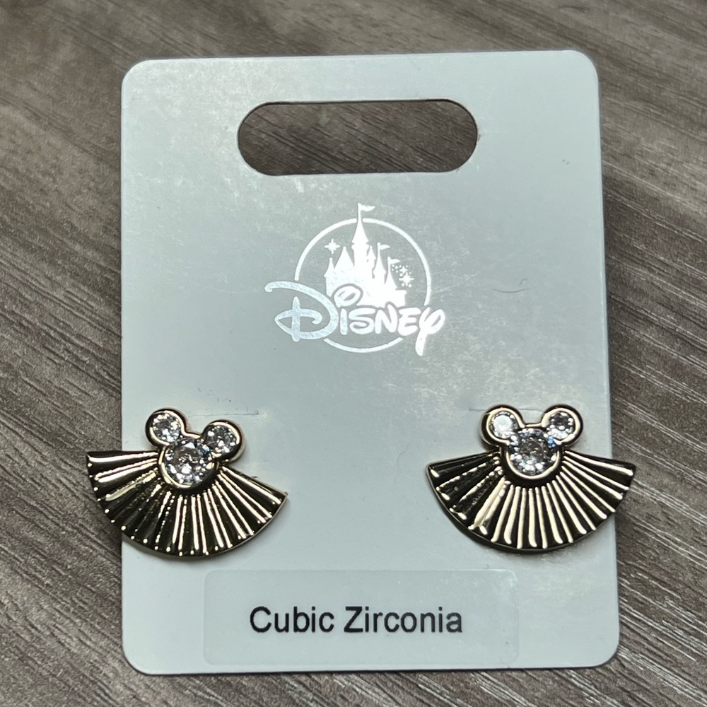 2025 Disney Mickey Mouse Goldtone Cubic Zirconia Fan Stud Earrings